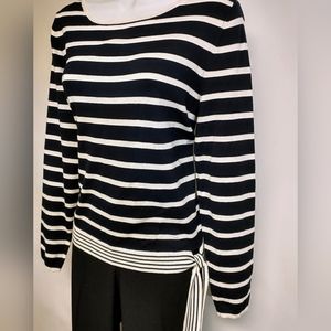 Jones NY Classic Knit Top Size S Navy White Striped EUC